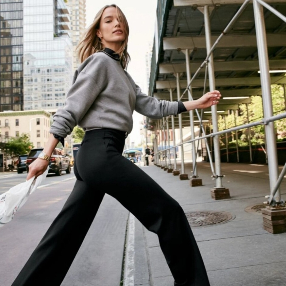 Bailey 44 Stretch Knit Wide Leg Office Outing Pants Sz 6 Black